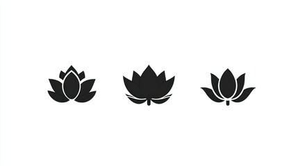 Three simple lotus flower icons.