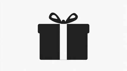 Simple black gift box icon with ribbon. (1)