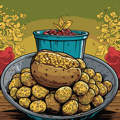 roasted potatoes vector art for graphic design 