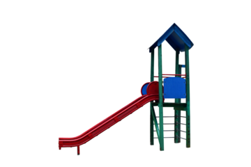 Playground slide for children isolated on transparent background.