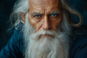 Wise Old Man with Piercing Blue Eyes