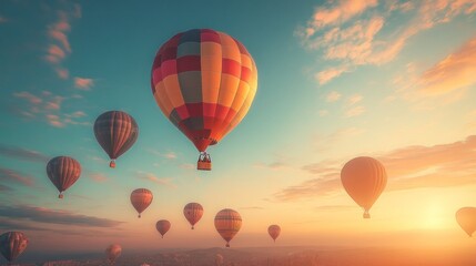 Fototapeta premium Cappadocia sunrise hot air balloon flight adventure