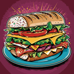 sandwich vector art for graphic design 