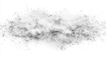 Abstract Black Dust Cloud Explosion Scattered Particles on White Background