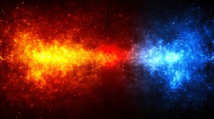 Fototapeta premium Fiery Inferno and Icy Nebula Abstract Fire and Ice Collision Background