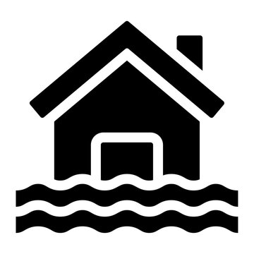 black house flooded by water clip art preview
