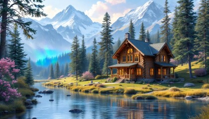 Serene Mountain Cabin by the River