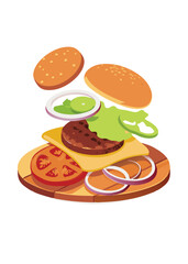 burger and chips vector
