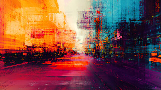 effects with vibrant hues and sharp contrast, creating a dynamic abstract scene 