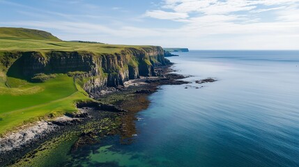 Stunning coastal cliffs and serene waters at sunset in Ireland