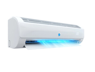  air conditioner on the wall with air coming out of it 