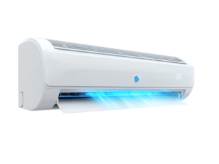  air conditioner on the wall with air coming out of it 