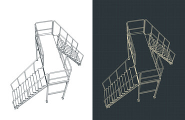 Industrial platform and stairs drawings