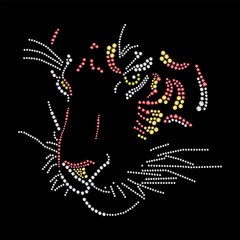 Rhinestone applique collar design for t-shirt or blouse hot-fix transfer. Abstract beautiful glitter applique rhinestone motif.	
