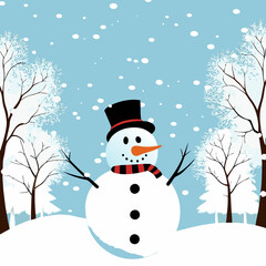 snowman in the forest winter