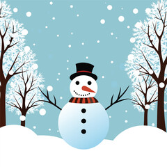 snowman in the forest vector