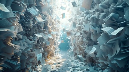 Depict a visually striking image that conveys the transition from traditional paper-based document management to a streamlined, paperless system, emphasizing efficiency and sustainability