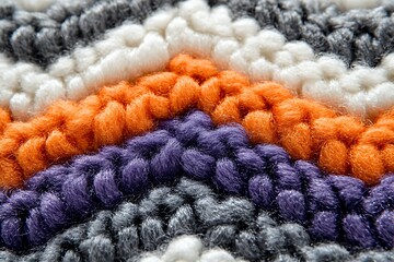 Closeup of Colorful Knitted Fabric