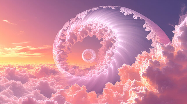 Celestial Swirl A Dreamlike Cloud Formation In Pink Hues
