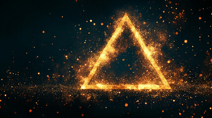 A solid black background with a single gold triangle in the corner, bright tone, modern design, blurred edges, empty space for captions, symbolizing focus amidst chaos and minimalism

