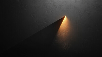 A solid black background with a single gold triangle in the corner, bright tone, modern design, blurred edges, empty space for captions, symbolizing focus amidst chaos and minimalism

