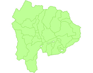 山梨県　地図　黄緑　イラスト