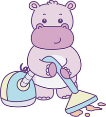 Cute hippo vector icon. Funny baby hippo animal series stock illustration. life of fluffy hippo designs.
