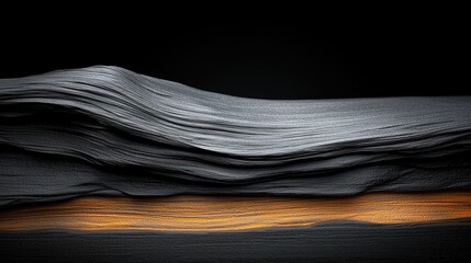 Dark grey abstract wave texture, gold base, black background; design, art