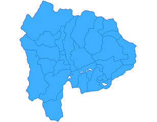 山梨県　地図　ブルー　イラスト