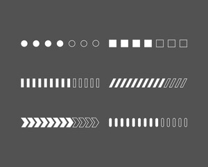 Collection Loading bar status icon. Vector illustration. Set of vector loaded icons. Download progress. Donload or Upload.