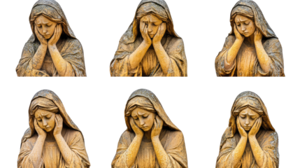 Statues of Women With Downcast Expressions Isolated Generative AI