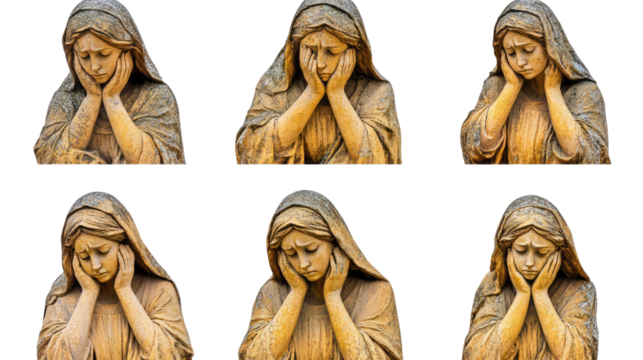 Statues of Women With Downcast Expressions Isolated Generative AI