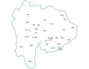 Obraz premium 山梨県 地図 白 斑点 イラスト