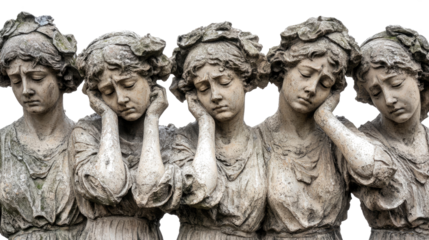 Unique Collection of Sadness in Women's Statues Generative AI