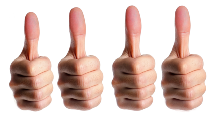 Collection of Thumbs up Poses on Transparent Background Generative AI