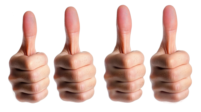 Collection of Thumbs up Poses on Transparent Background Generative AI