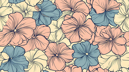 Pastel Flowers Floral Pattern Design Background