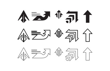 Arrow Icons Collection: Modern Designs for Branding and Graphics Arrow Symbols for Navigation, Expansion, and Growth Concepts