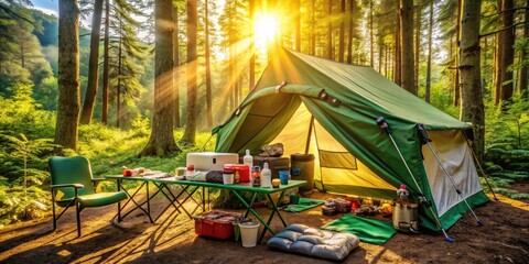 Emergency medical tent stands amidst nature, providing crucial wilderness first aid.