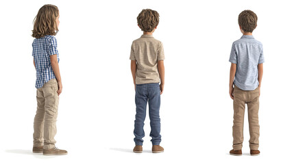 Back View of Three Boys Standing in a Line Generative AI