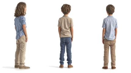 Back View of Three Boys Standing in a Line Generative AI