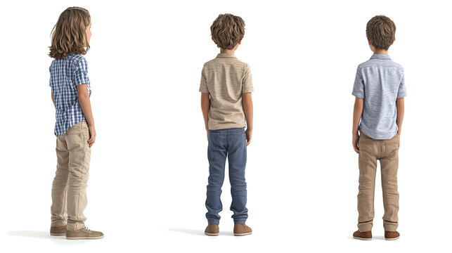 Back View of Three Boys Standing in a Line Generative AI