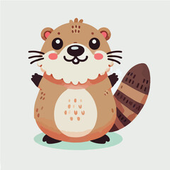 Adorable Friendly Beaver Cartoon Character Illustration
