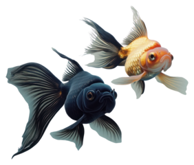 PNG Goldfish underwater beautiful graceful.