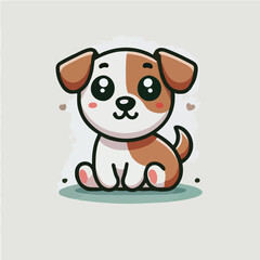 Adorable Puppy Cartoon Character in flat design