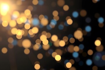 Abstract Bokeh Lights Illustration, Gold and Blue