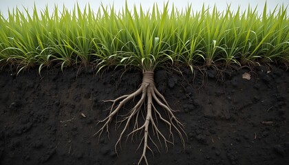 Lush Green Plants Rooted Deep in Dark Soil