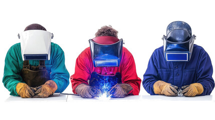 Welders Working on Metal Projects Indoors Together Generative AI