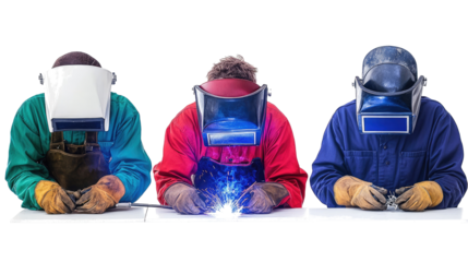 Welders Working on Metal Projects Indoors Together Generative AI