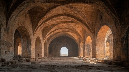 Naklejka premium Ancient Stone Archways Bathed in Sunlight at Historic Ruins